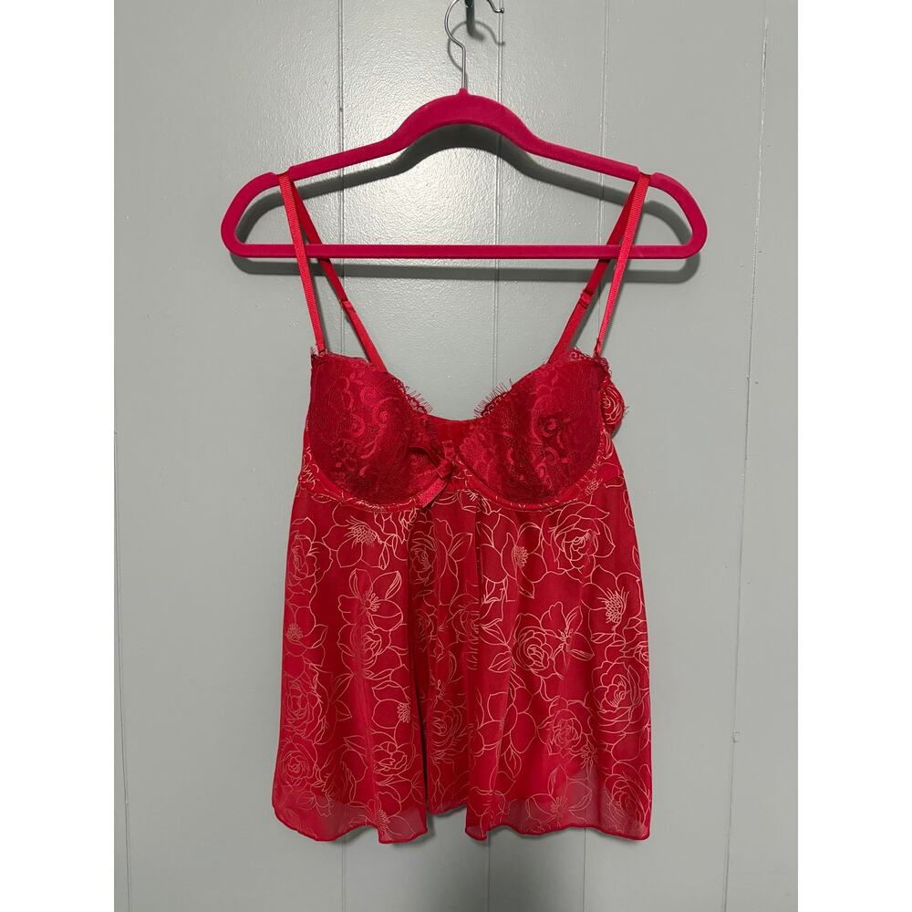 Victoria's Secret Y2K Vintage Red Floral Sexy Little Things Camisole 36C